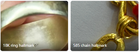18K Ring Hallmark and 585 Chain Hallmark 18K Ring Hallmark and 585 Chain Hallmark